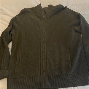 Banana Republic Olive Green Knit Zip-Up Sweater